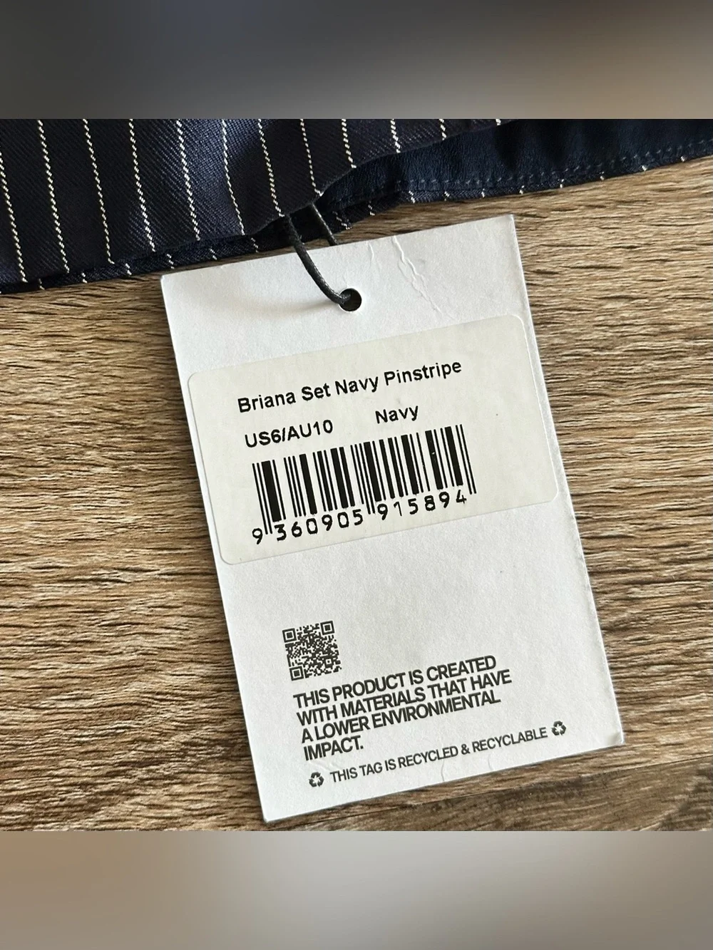Princess Polly Briana Set Navy Pinstripe Bustier Crop Top & Wide Leg Pant US 6